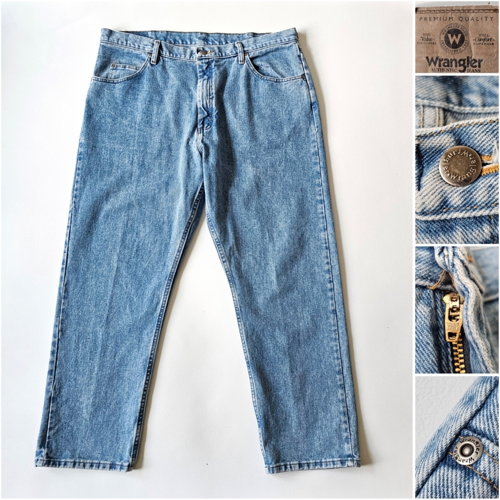 Vintage Wrangler Relaxed Fit Jeans 40x30 Light Wash 100% Cotton Y2K